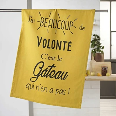 Image of Douceur d&#039;Intérieur GURMANDISE Tea Towel, Yellow, 50 x 70 cm