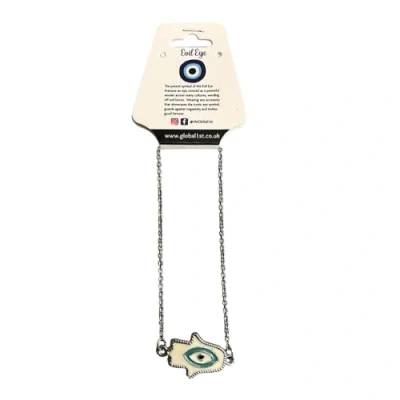 Image of VIE Evil Eye Anklet (White Hamsa Hand)
