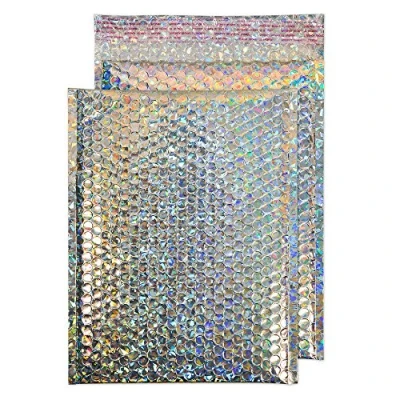 Image of Blake Purely Packaging C4 324 x 230 mm Peel &amp; Seal Metallic Padded Bubble Envelopes (MBHRA324) Holographic Pack of 100