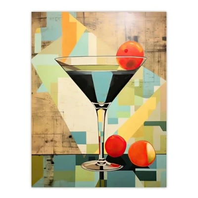Image of Artery8 Cocktail Drink Abstract Geometric Kitchen Artwork Large Wall Art Poster Print Thick Paper 18X24 Inch