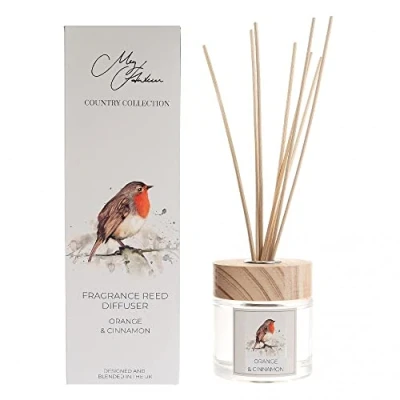 Image of Meg Hawkins Robin Design Orange &amp; Cinnamon Scented Oil Diffuser Gift Set with Sticks 150ml