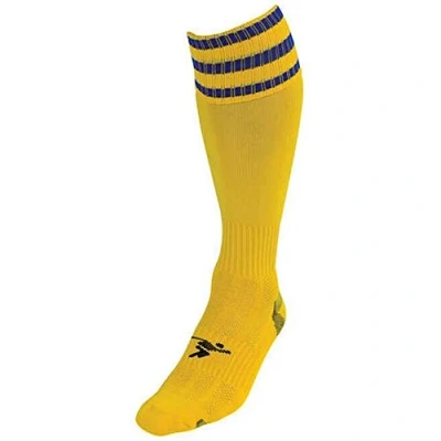 Image of PT 3 Stripe Pro Football Socks Boys Yellow/Royal