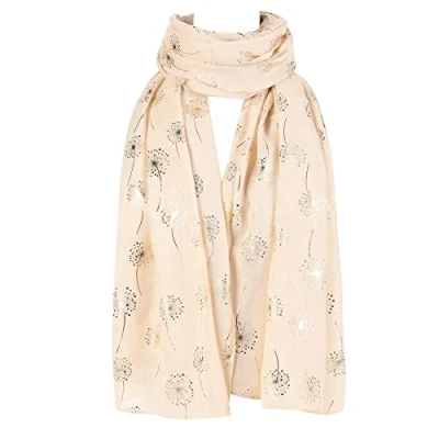 Image of Dandelion Celebrity Designer Scarf Women Shawl Wrap By London Scarfs (Glitter Cream (Ivory))