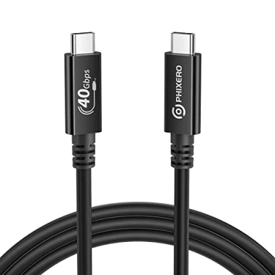 Image of PHIXERO USB 4 Cable for Thunderbolt 0.5m, 40Gbps C Display with 100W Charging, Single 8K or Dual 4k Video, Compatible 4/3 MacBook, Hub, eGPU