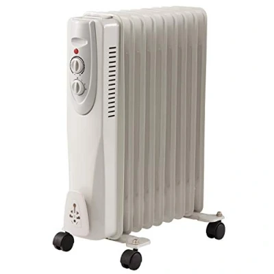 Image of 2000W 9 Fin Oil Filled Radiator, 3 Heat Settings and Thermostat Timer, Overheat Safety Cut off, 2kw Portable Heater with Quiet Operation, White (1)