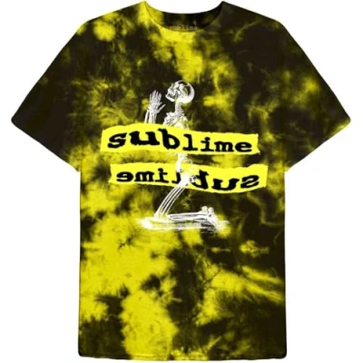Image of Paradiso Clothing Sublime Praying Skeleton DIP DYE Print Tshirt, Women&#039;s, Size: XXL, Yellow
