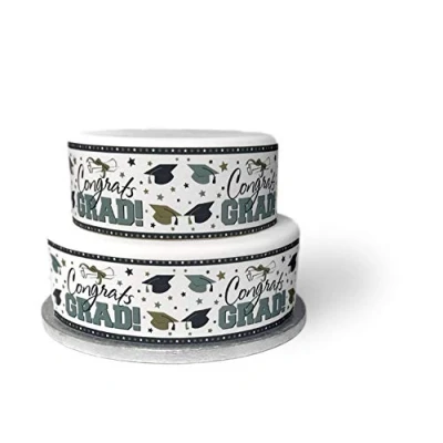Image of Top That Edible Decor Sheet Congrats Graduation themed Border Ribbon Perfect for Decorating Your Cakes Easy to Use