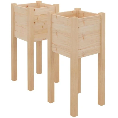 Image of vidaXL Garden Planters 2 pcs 31x31x70 cm Solid Pinewood