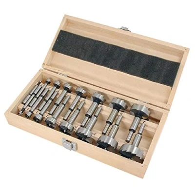 Image of 16 PIECE FORSTNER DRILL BIT SET IN WOODEN CASE