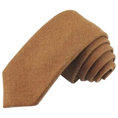 Image of DB Dickie Bow Men&#039;s Luxury Wool Skinny Neck Tie (Camel Tan) suitable for formalwear, office, weddings, parties, grooms &amp; groomsmen outfits