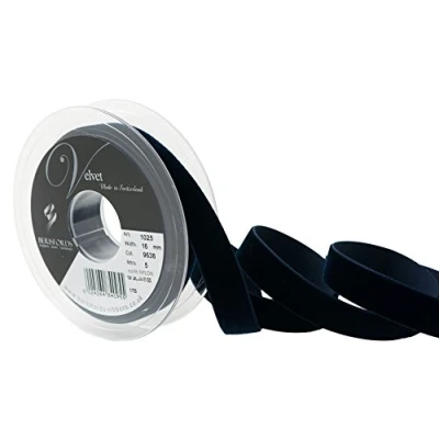 Image of Berisfords Velvet Ribbon, Nachtblau, 10.2 x 2.1 cm