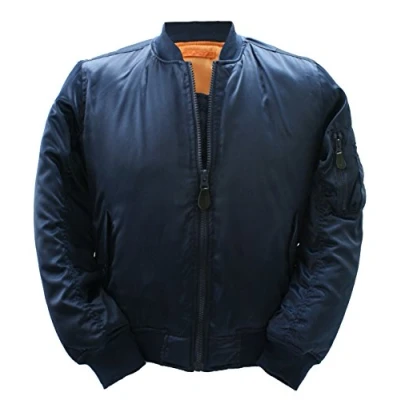 Image of New Cool Skinhead US Style MA1 Bomber Flight Fitted Combat Army Jacket Satin (M, Navy)