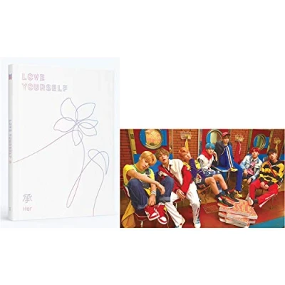 Image of BTS Love Yourself Her (E version) Bangtan Boys CD+Poster+Photobook+Photocard+Mini Book+Sticker Pack+Gift (Extra 6 Photocards and 1 Double Sided Photocard Set)