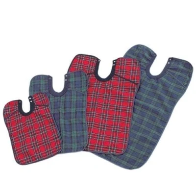 Image of Homecraft Deluxe Bib, Large, Red Tartan (Eligible for VAT relief in the UK) Clothing Protector, Food Catcher Elderly, Disabled, Handicapped, Make Mealtime Less Messy, Waterproof Back