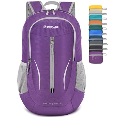 Image of ZOMAKE Ultra Lightweight Foldable Backpack Packable Rucksack 25L Small Backpacks Travel Daypack Water Resistant For Men Women Outdoor Hiking Walking (Purple)