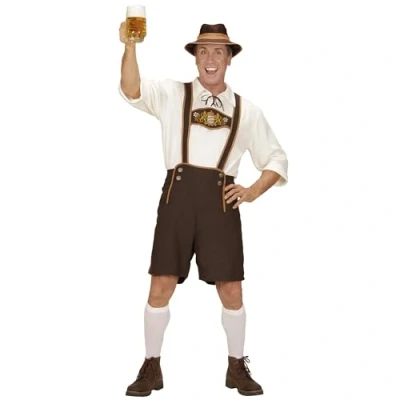 Image of Widmann Adult Fancy Dress Costume in Bavarian leather socks with Shirt, Trousers and Hat