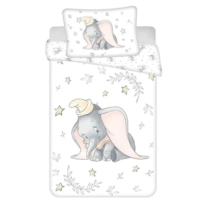 Image of Jerry Fabrics Dumbo Stars Baby Bedding Set, 100% Cotton, Duvet Cover 100 x 135 cm and Pillowcase 40 60