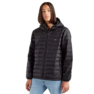 Image of Levi&#039;s Men&#039;s Presidio Packable Hooded Lightweight Jacket Mineral Black (Black) XL