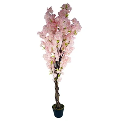 Image of Leaf Design UK Realistic Artificial Flower Plant Tree, Pink, 150cm