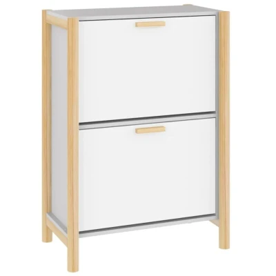 Image of vidaXL Shoe Cabinet White 57.5x33x80 cm Engineered Wood