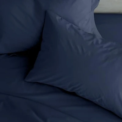 Image of Catherine Lansfield Easy Iron Percale Standard Pillowcase Pair Navy
