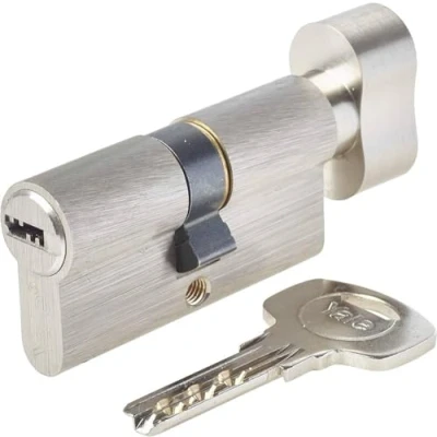 Image of Yale 30X30BT NI YC1000+ 4 Reversible Nickel Plated Button Lock Cylinder 30 x mm, 6 Pins Key Exterior, Interior, Entrance Door, 30x30 Bouton