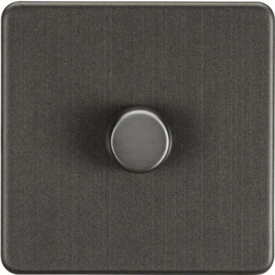 Image of KnightsBridge Screwless 1G 2 way 10 200W (5 150W LED) trailing edge dimmer Smoked Bronze