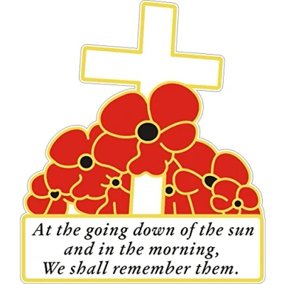 Image of REMEMBRANCE SUNDAY CROSS AND POPPIES CAR WINDOW STICKER