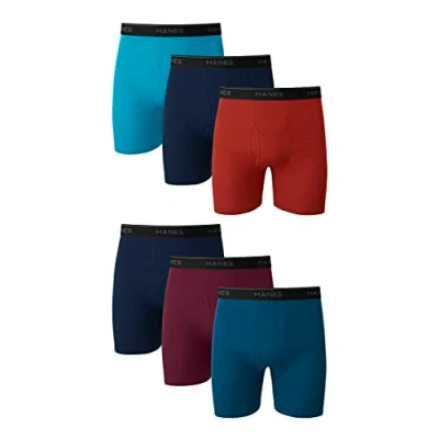 Image of Hanes Men&#039;s Boxer Briefs, Cool Dri Moisture Wicking Underwear, Cotton No Ride, Multi Packs Available, Dyed Assorted 6 Pack, 3XL (Pack of 6)