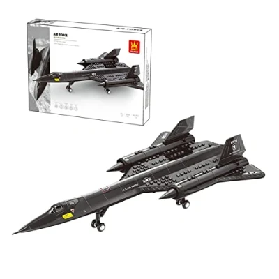 Image of WANGE SR 71 Blackbird Model. Strategic Reconnaissance Aircraft Model to Build with Blocks. Scale 1:74