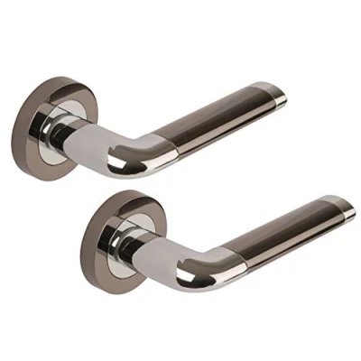 Image of Excel DH3570 Argo Passage Door Handles on Round Rose, Polished Chrome/Black Nickel