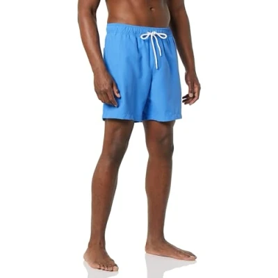 Image of Amazon Essentials Men&#039;s 7&quot; Quick Dry Swimming Trunks Discontinued Colours, Blue, S