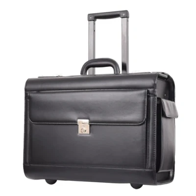 Image of A1 FASHION GOODS Pilot Case on Wheels Faux Leather Large Business Briefcase Cabin Size Travel Bag