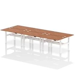Image of Air B2B 1400x800mm Height Adjustable 6P Bench Desk CP Walnut/White