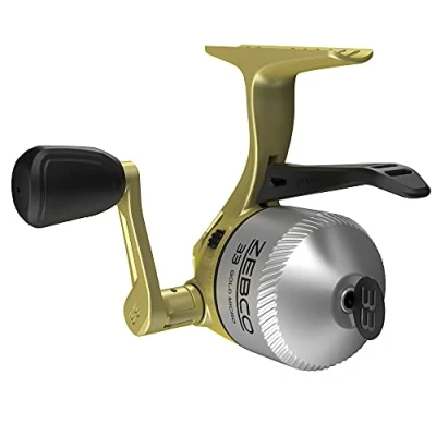 Image of Zebco 33 Gold Spincast Fishing Reel, Changeable Right or Left Hand Retrieve, All Metal Gears, Pre Spooled with Cajun Line, Silver/Gold