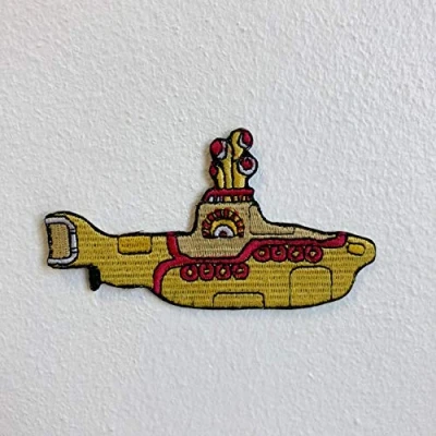 Image of Cute Yellow Submarine Cartoon Kids Iron Sew on Embroidered Patch