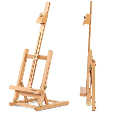 Image of VISWIN 25&quot; H Basic Tabletop Frame Easel, Hold Canvas up to 16&quot;, Adjustable Sturdy Beech Wood Desktop Art Portable Painting &amp; Display Table Easel Stand for Adults, Beginners, Artists