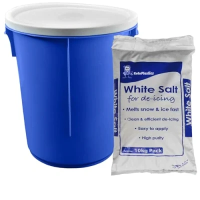 Image of KetoPlastics 25L Blue GRIT BIN with 10KG White Rock Salt ICE Snow