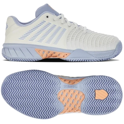Image of K Swiss Performance Women&#039;s Express Light 3 HB Tennis Shoes, Star White/Heather/Peach Fuzz, 5 UK