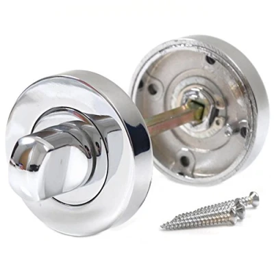 Image of Polished Chrome Turn &amp; Release Set for Bathroom Lock Toilet Door Thumb Twist