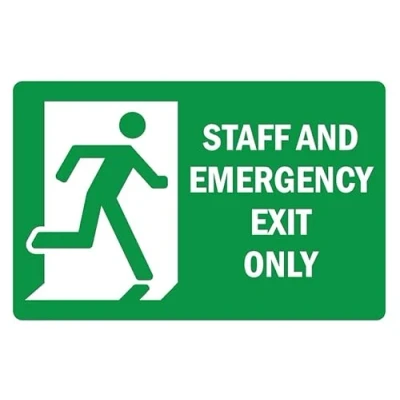 Image of Staff and emergency exit only safety sign 3mm Aluminium (300mm x 200mm)