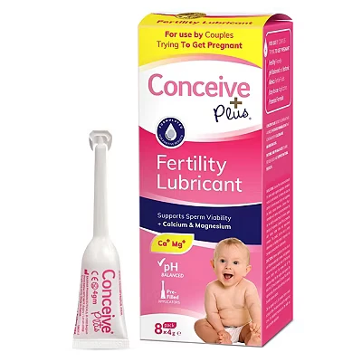 Image of Conceive Plus Fertility Lubricant in Pre Filled Applicators, Friendly Lube for Couples Trying a Baby, One Month Supply with 8 x 4g Applicators