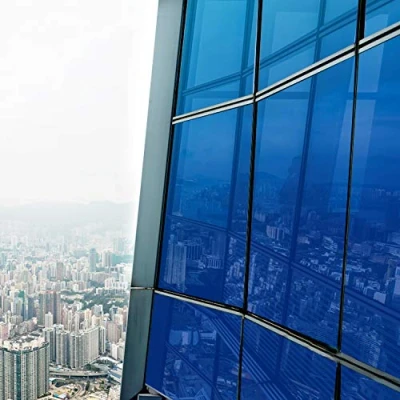 Image of FENTIS Reflective Window Film Blue One Way Mirror Glass Heat Control Anti UV Silver Tint Sun Block Sticker Solar Insulation Mirrored Roll for Home and Office 60x200cm