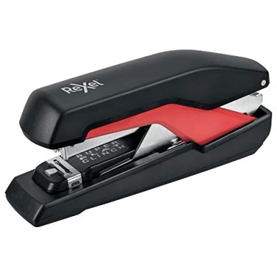 Image of Rexel Supreme Omnipress SO60 Full Strip Stapler, 60 Sheet Capacity, Flat Clinch Stapling, Includes Staples, Metal Body, Black/Red, 2115680