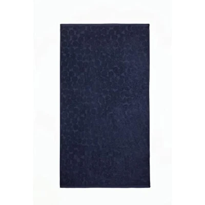 Image of Fusion Navy Blue Circle Pebble Bath Sheet (90 x 150cm) 100% Cotton Soft Touch Geometric Shape Embossed Towel Large, Bathroom Accessory Ingo Collection