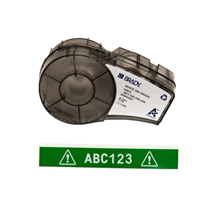 Image of Brady Vinyl Label Tape for Printer M211 &amp; M210 Self Adhesive Labels White on Green (12.70mm x 6.40m) M21 500 595 GN