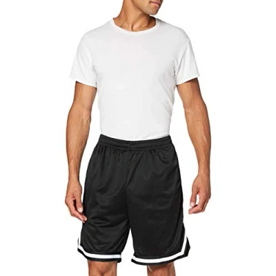 Image of Build Your Brand Men&#039;s Two Tone Mesh Shorts, Blk/Blk/White, L