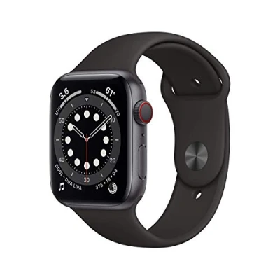 Image of Apple Watch Series 6 (GPS + Cellular, 44MM) Space Grey Aluminium Case with Black Sport Band (Renewed)