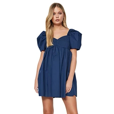 Image of Trendyol Women Midi Basic Regular fit Woven Dress Navy Blue