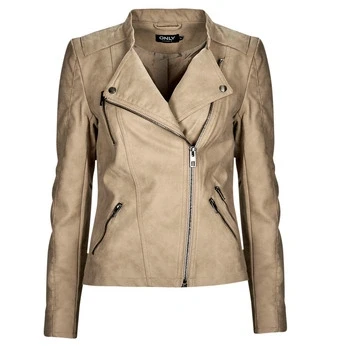 Image of ONLY Women&#039;s Onlava Faux Leather Biker OTW Noos Jacket, Weathered Teak, 6